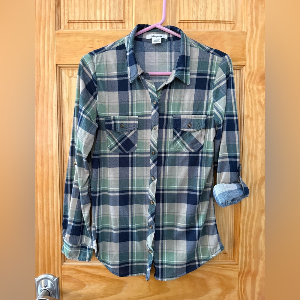 Women’s Passport Plaid Shirt in Blue and Green